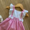 fernandaramoskids com br Vestido Body Infantil Feminino Xadrez Rosa2