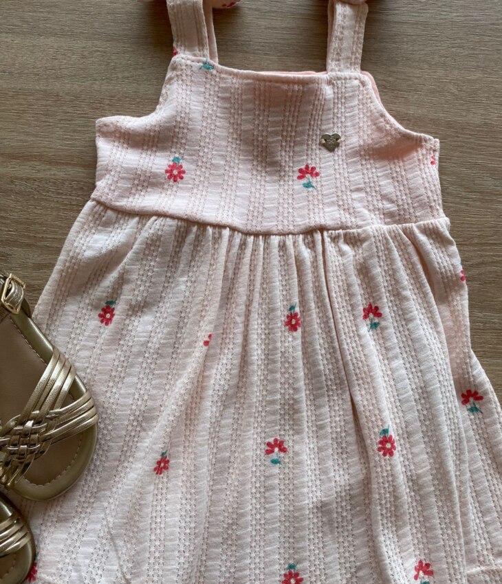 fernandaramoskids com br Vestido Infantil Feminino Alça com Laço Estampado Salmão1