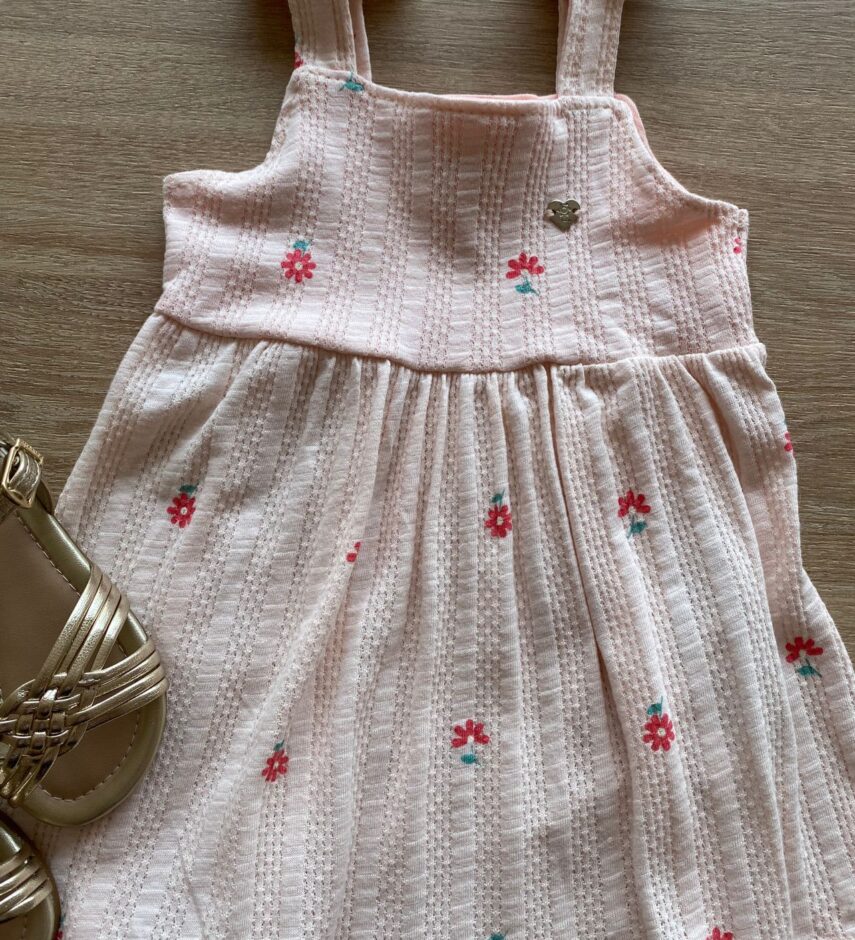 fernandaramoskids com br Vestido Infantil Feminino Alça com Laço Estampado Salmão1