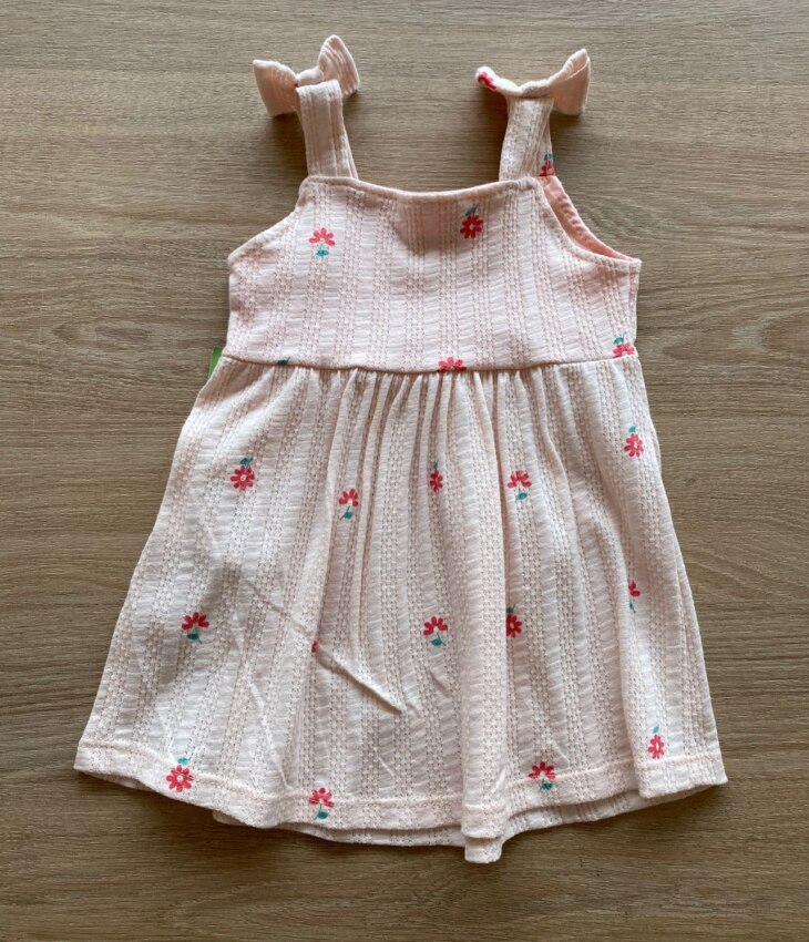 fernandaramoskids com br Vestido Infantil Feminino Alça com Laço Estampado Salmão2