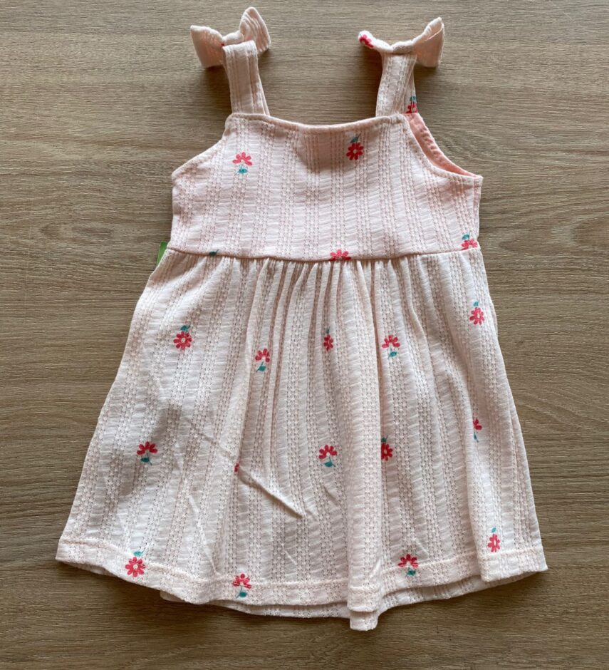 fernandaramoskids com br Vestido Infantil Feminino Alça com Laço Estampado Salmão2