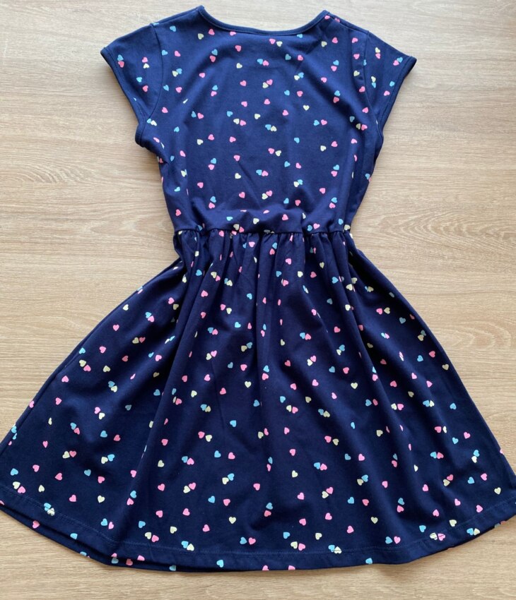 fernandaramoskids com br Vestido Infantil Feminino Azul Marinho com Corações Coloridos2