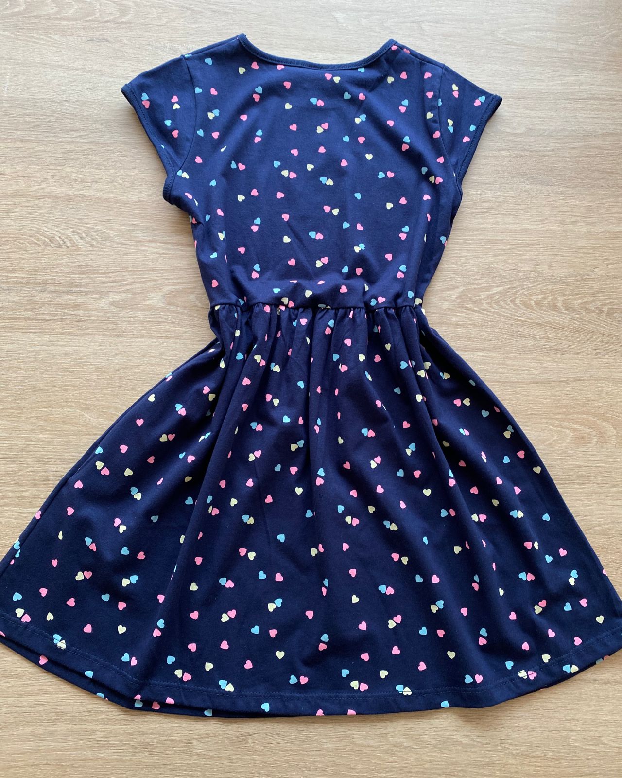 fernandaramoskids com br Vestido Infantil Feminino Azul Marinho com Corações Coloridos2