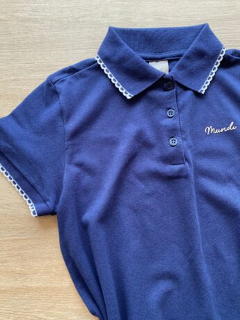fernandaramoskids com br Vestido Infantil Feminino Azul Marinho Malha Piquet com Gola Polo1