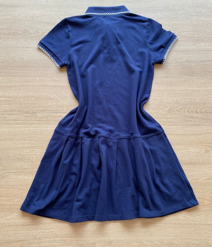 fernandaramoskids com br Vestido Infantil Feminino Azul Marinho Malha Piquet com Gola Polo2