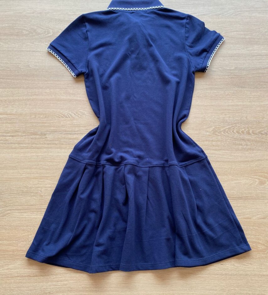 fernandaramoskids com br Vestido Infantil Feminino Azul Marinho Malha Piquet com Gola Polo2