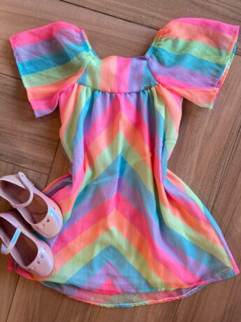 fernandaramoskids com br Vestido Infantil Feminino Chiffon Colorido Neon1
