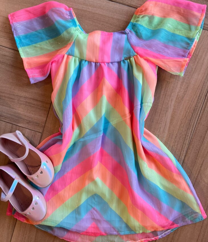 fernandaramoskids com br Vestido Infantil Feminino Chiffon Colorido Neon1