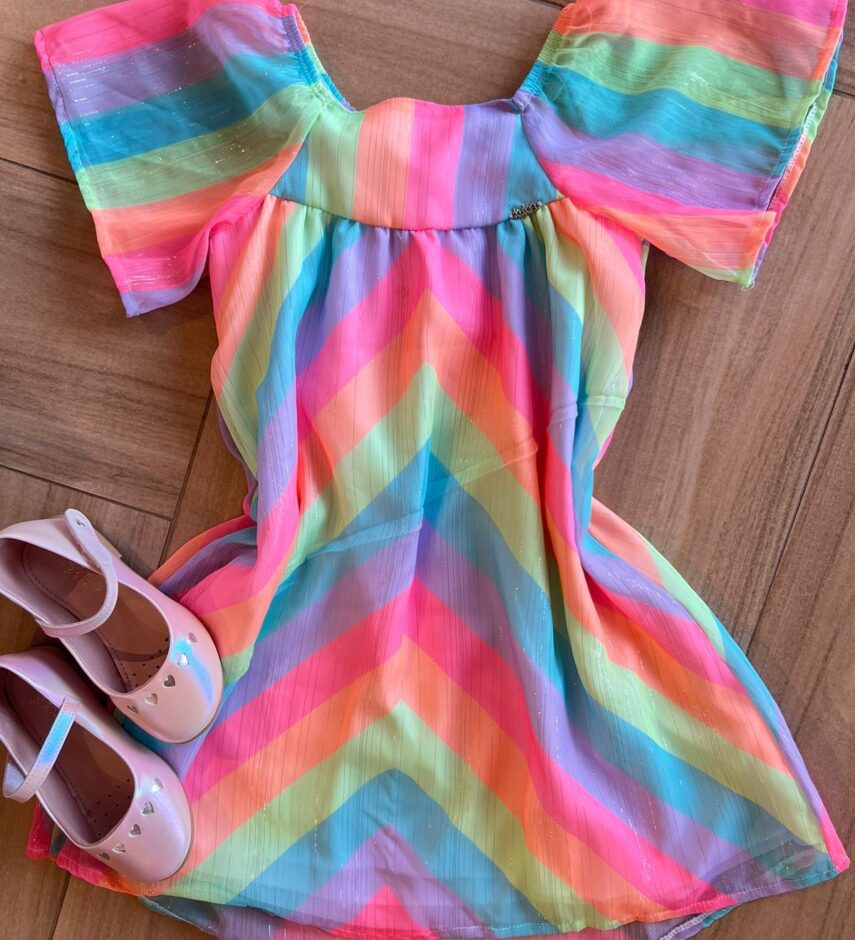 fernandaramoskids com br Vestido Infantil Feminino Chiffon Colorido Neon1