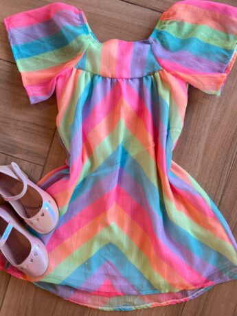 Vestido Infantil Feminino Chiffon Colorido Neon Fernanda Ramos Kids