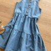 fernandaramoskids com br Vestido Infantil Feminino Curto Jeans Claro com Botões1