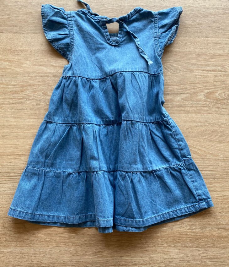 fernandaramoskids com br Vestido Infantil Feminino Curto Jeans Manga com Babado2