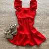 Vestido Infantil Feminino Curto Vermelho com Amarração Atrás Fernanda Ramos Kids
