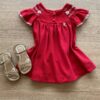 Vestido Infantil Feminino Curto Vermelho com Detalhe Bordado Fernanda Ramos kids
