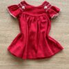 fernandaramoskids com br Vestido Infantil Feminino Curto Vermelho com Detalhe Bordado2