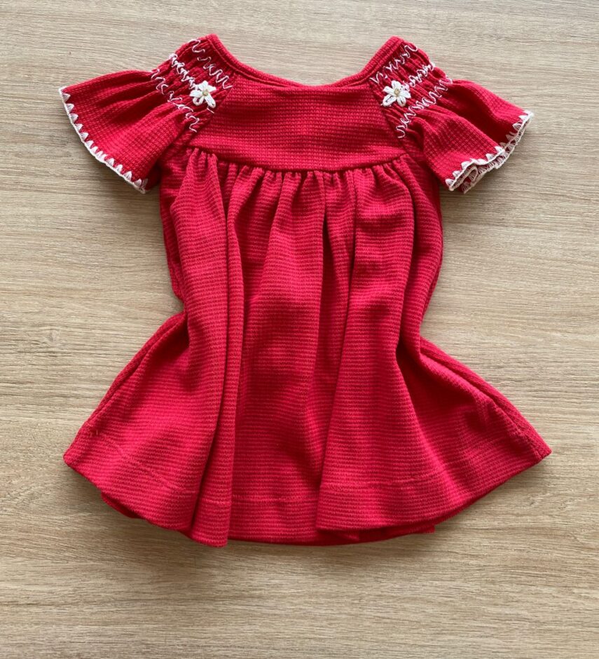 fernandaramoskids com br Vestido Infantil Feminino Curto Vermelho com Detalhe Bordado2