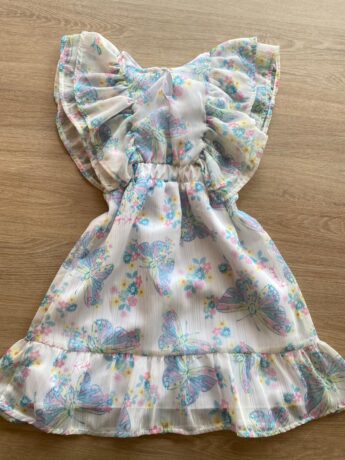 fernandaramoskids com br Vestido Infantil Feminino Detalhe de Babado na Manga Estampado1