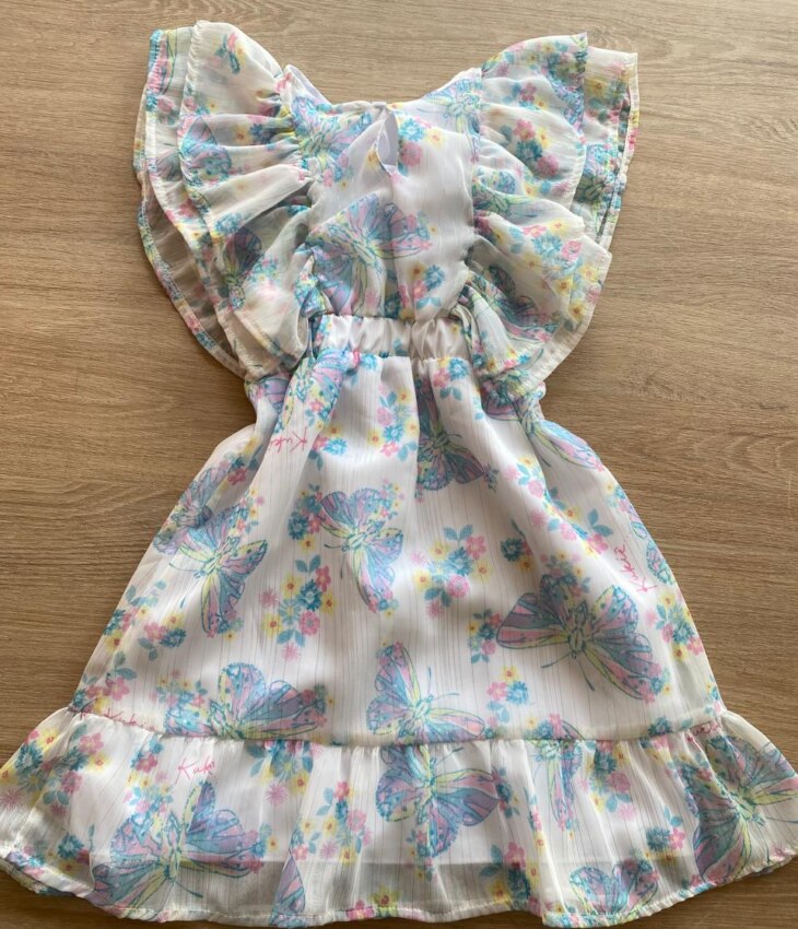fernandaramoskids com br Vestido Infantil Feminino Detalhe de Babado na Manga Estampado1