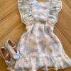 Vestido Infantil Feminino Detalhe de Babado na Manga Estampado Fernanda Ramos Kids