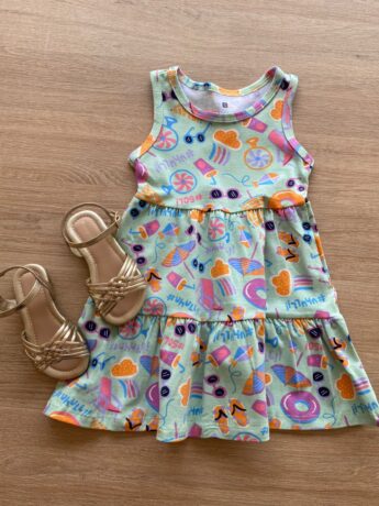 fernandaramoskids com br Vestido Infantil Feminino Estampado Fundo Verde Menta1