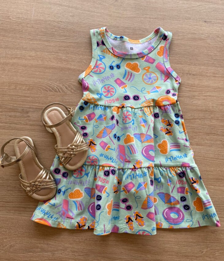 fernandaramoskids com br Vestido Infantil Feminino Estampado Fundo Verde Menta1