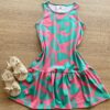 Vestido Infantil Feminino Evasê Estampado Fundo Rosa Fernanda Ramos Kids