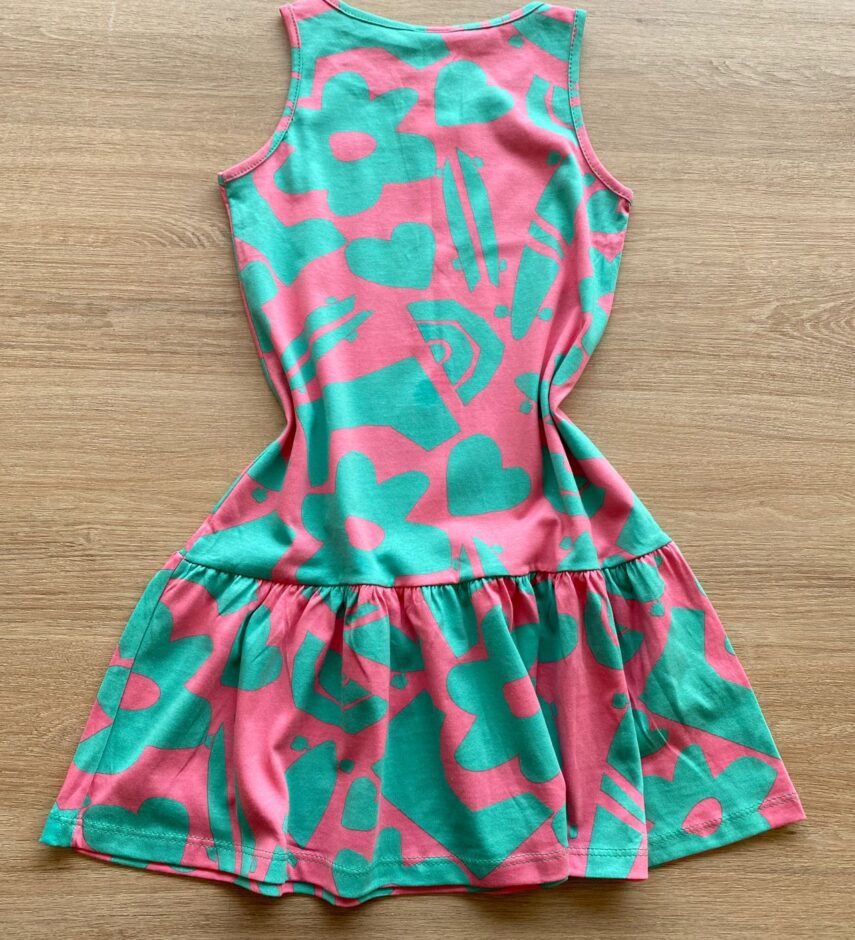 fernandaramoskids com br Vestido Infantil Feminino Evasê Estampado Fundo Rosa2