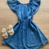 Vestido Infantil Feminino Jeans com Detalhe Bordado na Manga Fernanda Ramos Kids