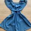 fernandaramoskids com br Vestido Infantil Feminino Jeans com Detalhe Bordado na Manga3