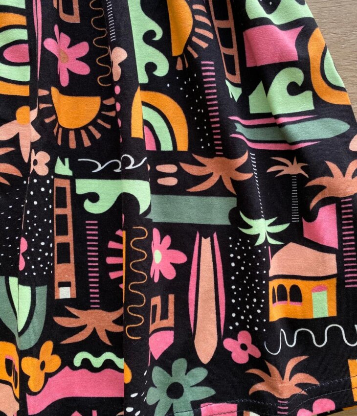 fernandaramoskids com br Vestido Infantil Feminino Manga Babado Estampado Fundo Preto1