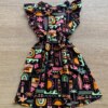 fernandaramoskids com br Vestido Infantil Feminino Manga Babado Estampado Fundo Preto2