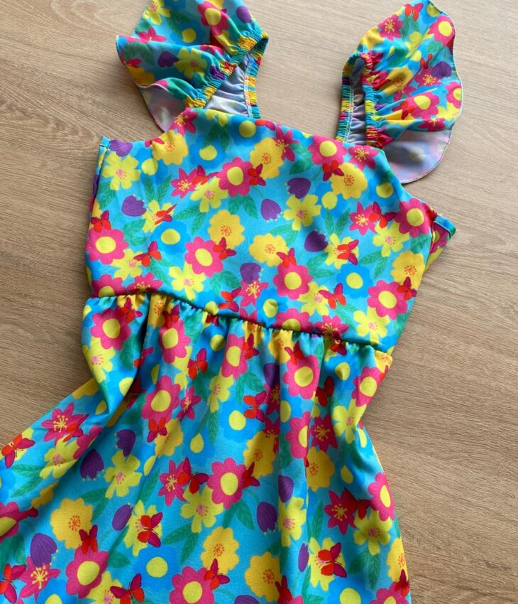 fernandaramoskids com br Vestido Infantil Feminino Manga com Babado Estampa Floral1