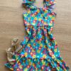 Vestido Infantil Feminino Manga com Babado Estampa Floral Fernanda Ramos Kids