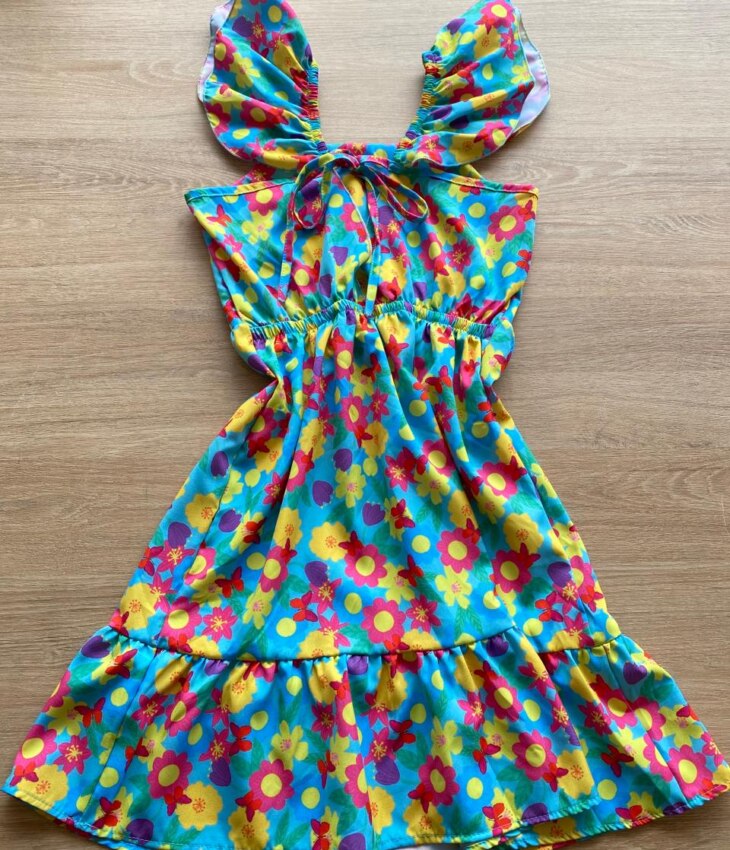 fernandaramoskids com br Vestido Infantil Feminino Manga com Babado Estampa Floral2