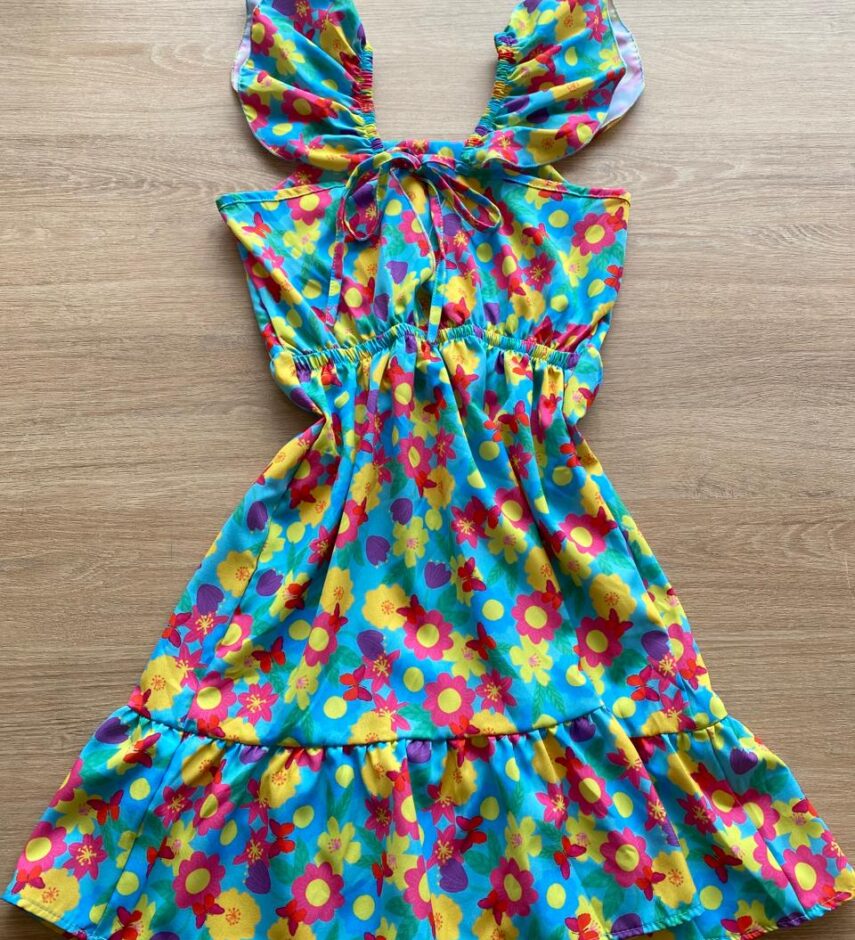 fernandaramoskids com br Vestido Infantil Feminino Manga com Babado Estampa Floral2