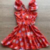 fernandaramoskids com br Vestido Infantil Feminino Manga com Babado Estampado Fundo Laranja2