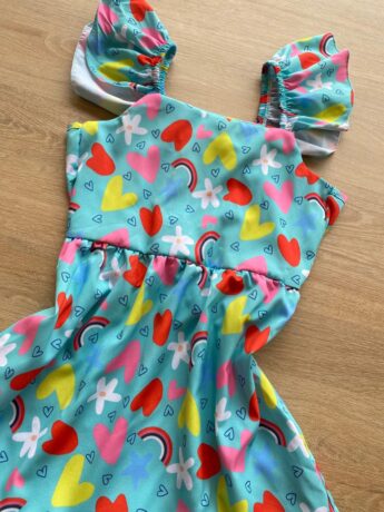fernandaramoskids com br Vestido Infantil Feminino Manga com Babado Estampado Verde Água1