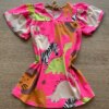 fernandaramoskids com br Vestido Infantil Feminino Manga Curta Ampla Rosa Neon Estampado2