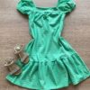 Vestido Infantil Feminino Manga Curta Verde Claro Fernanda Ramos Kids