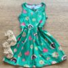 Vestido Infantil Feminino Regata Estampado Fundo Verde Fernanda Ramos Kids