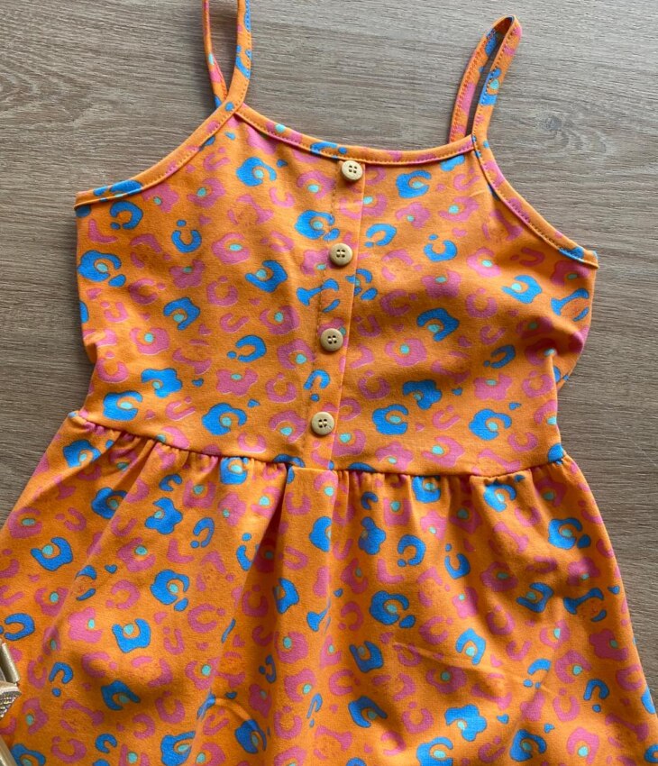 fernandaramoskids com br Vestido Infantil Feminino Rodado Alça Fina Laranja Estampado1