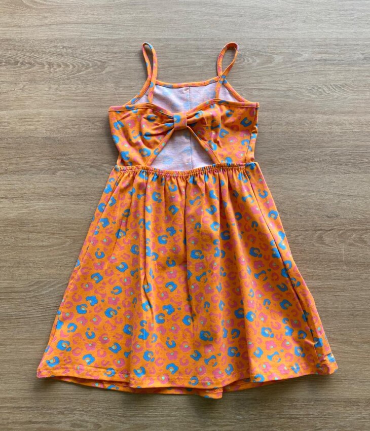 fernandaramoskids com br Vestido Infantil Feminino Rodado Alça Fina Laranja Estampado2