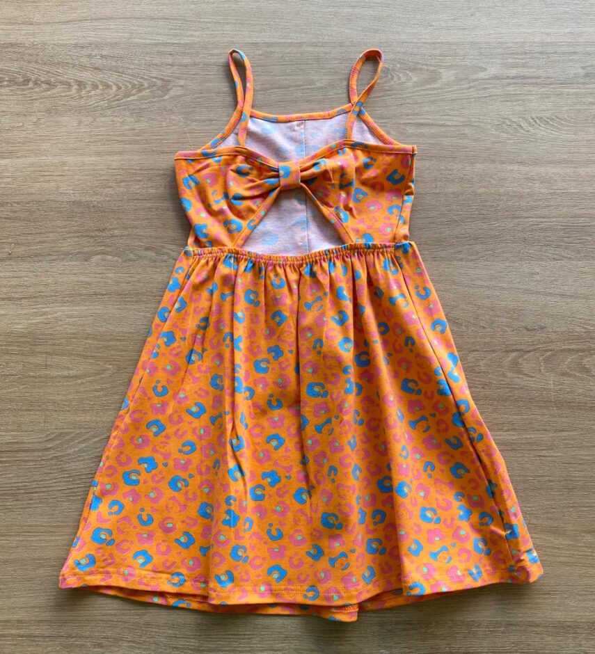 fernandaramoskids com br Vestido Infantil Feminino Rodado Alça Fina Laranja Estampado2