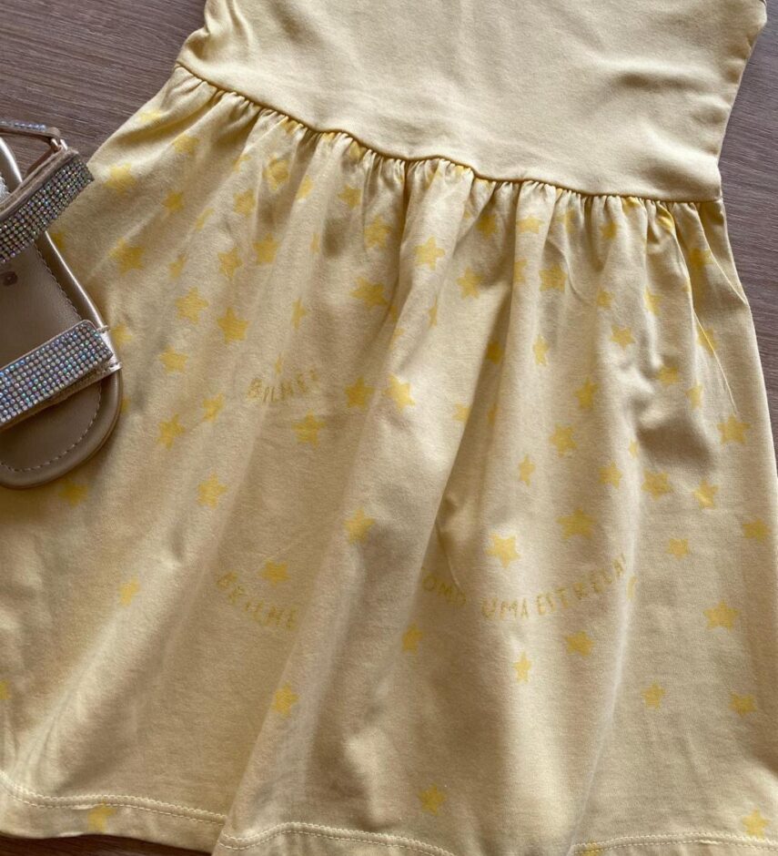 fernandaramoskids com br Vestido Infantil Feminino Rodado Amarelo Estrelas1