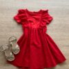 Vestido Infantil Feminino Rodado Laise Vermelho Fernanda Ramos Kids