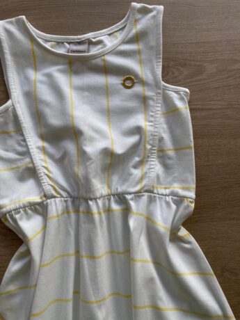 fernandaramosstore com br Vestido Infantil Feminino Rodado Listrado de Amarelo1