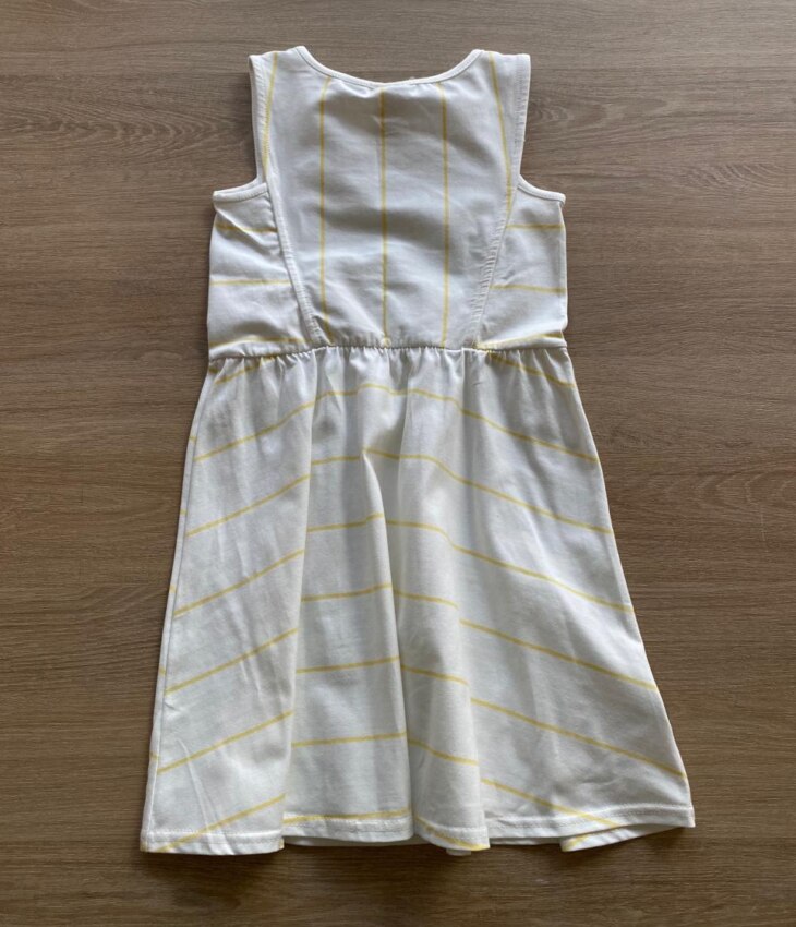 fernandaramosstore com br Vestido Infantil Feminino Rodado Listrado de Amarelo2