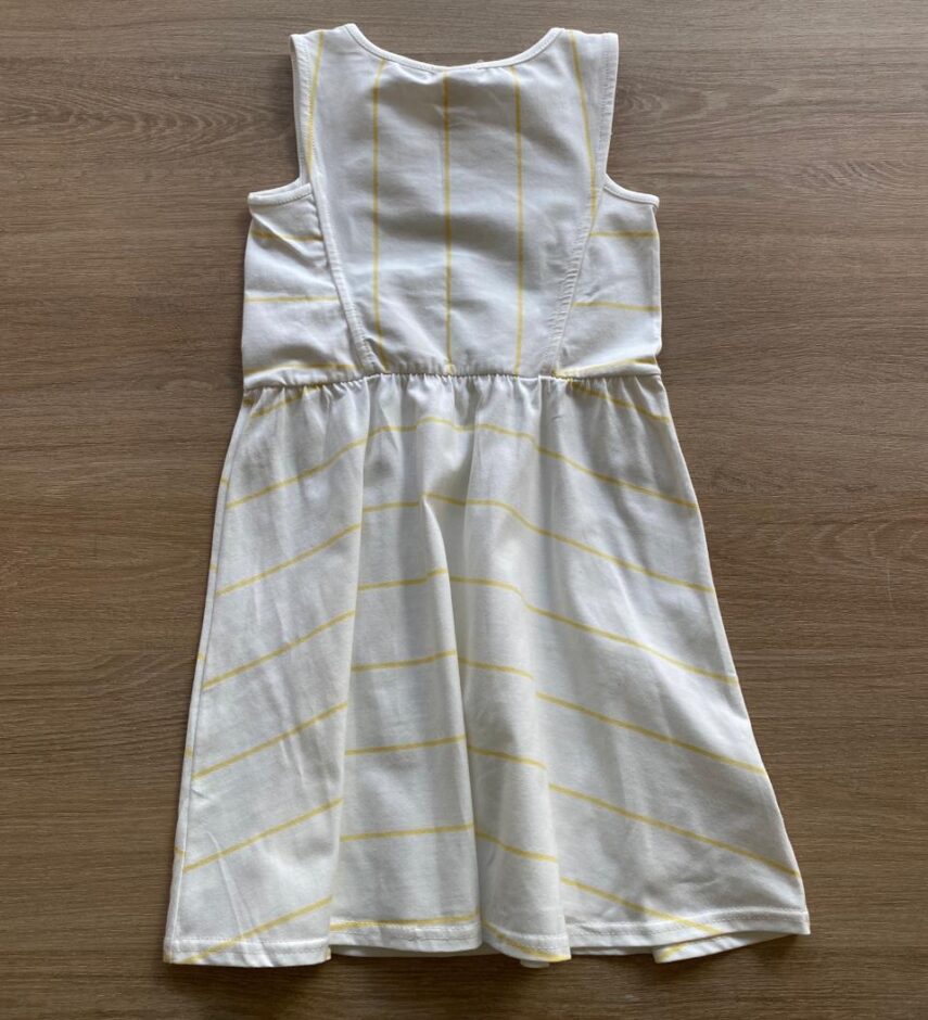 fernandaramosstore com br Vestido Infantil Feminino Rodado Listrado de Amarelo2