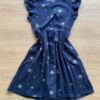 fernandaramoskids com br Vestido Infantil Feminino Rodado Manga Babado Azul Estampado2