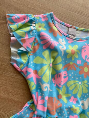 fernandaramoskids com br Vestido Infantil Feminino Rodado Manga Curta Azul Estampado1